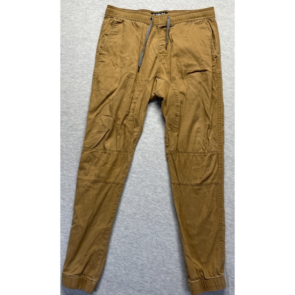 Carbon Freedom Flex Jogger Pants Mens Medium Brown Cotton Tapered Leg Drawstring
